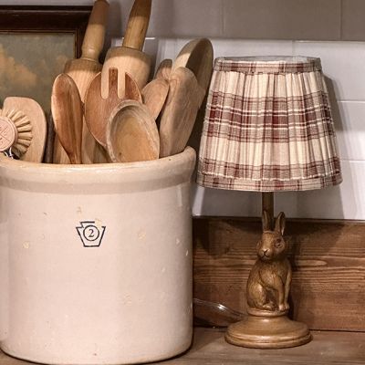 Bunny Base Mini Lamp with Pleated Tartan Shade