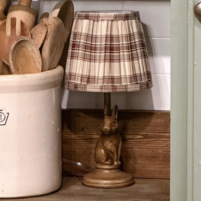 Bunny Base Mini Lamp with Pleated Tartan Shade Set of 2