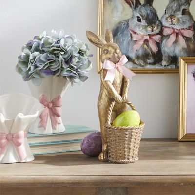 Bunny With Basket Statue 12.5 Inch