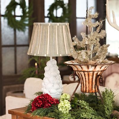 Burlap Wrapped Champagne Tinsel Tree