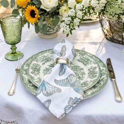 Butterfly Print Cotton Napkin Set of 4