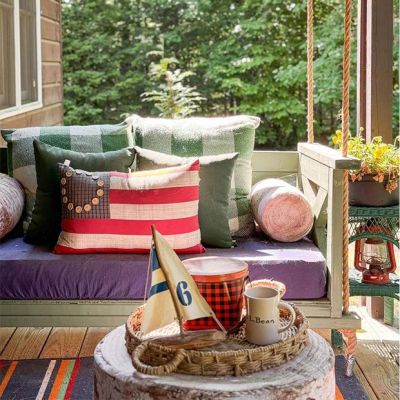 Button Accented Patriotic Flag Accent Pillow