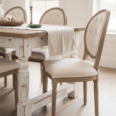 Button Tufted Birch Wood Dining Chair