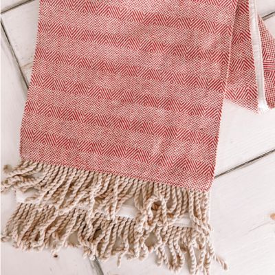 Cotton Red and White Table Runner