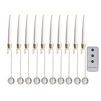 Lighted Candle Ornament with Remote Set of 10