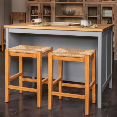 Wood And Natural Woven Seagrass Bar Stool Honey Walnut