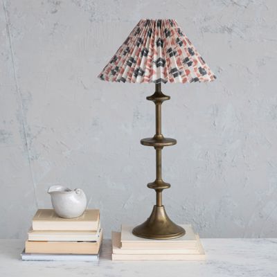 Candlestick Table Lamp with Pleated Ikat Shade