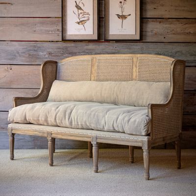 Cane Back Cushioned Settee