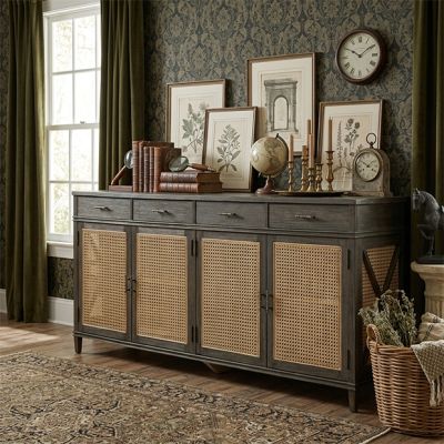 Cane Cabinet Buffet Table