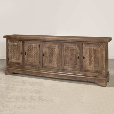 Carved Wood Pattern 5 Door Sideboard