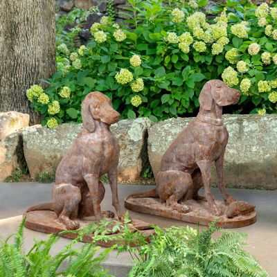 Cast Iron Hound Dog Statues Set of 2
