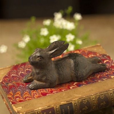 Cast Iron Lounging Bunny Set of 2