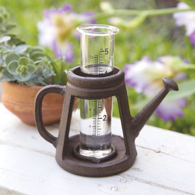 Cast Iron Watering Can Rain Gauge