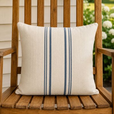 Casual Accents Blue Stripe Cream Throw Pillow