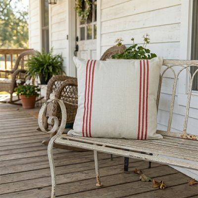 Casual Accents Red Stripe Cream Throw Pillow