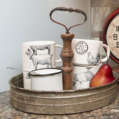 Casual Country Single Tin Tray With Handle