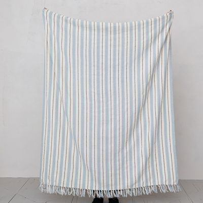Casual Farmhouse Striped Fringed Throw Blanket