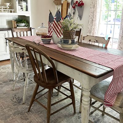 Casual Red and White Stripe Table Runner 108 Inch