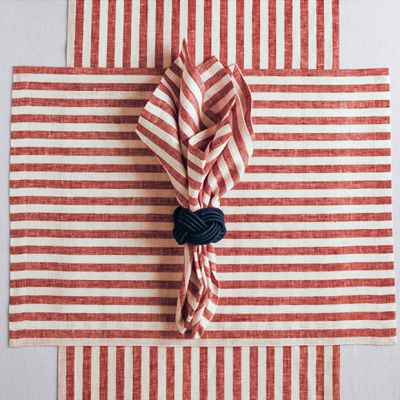Casual Red and White Stripe Table Runner