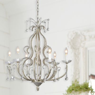 6 Light Elegant Beaded Crystal Chandelier