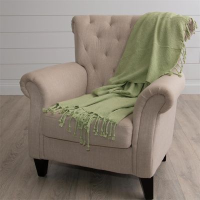 Celery Green Braided Fringe Throw