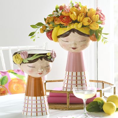 Ceramic Girl Head Vase