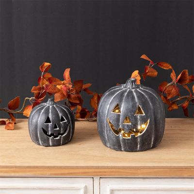 Ceramic Pumpkin Luminaries Set of 2