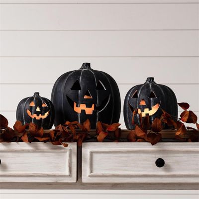 Ceramic Pumpkin Luminaries Set of 2