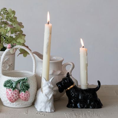 Ceramic Scottish Terrier Candle Holder Set of 2