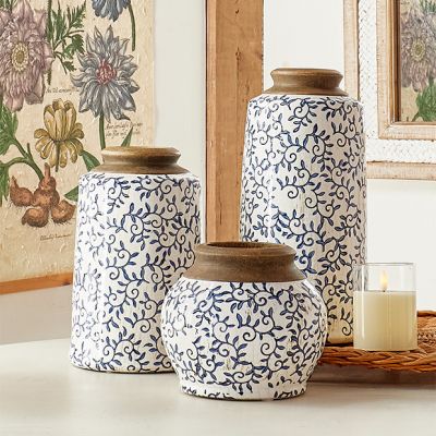 Ceramic Transferware Tabletop Vase