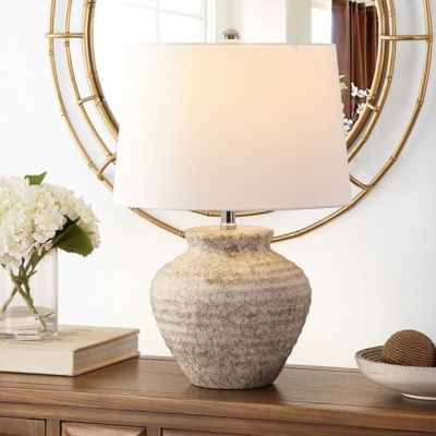 Ceramic Water Jar Table Lamp With Drum Shade