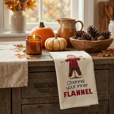 Channel Your Inner Flannel Scarecrow Kitchen Towel