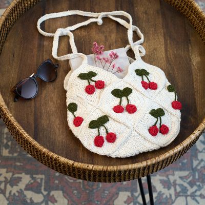 Cherry Blossom Crocheted Tote