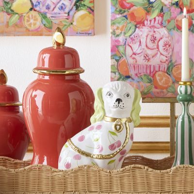 Cherry Motif Dog Vase