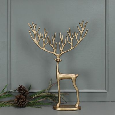 Chic Elegance Brass Plated Reindeer Figurine
