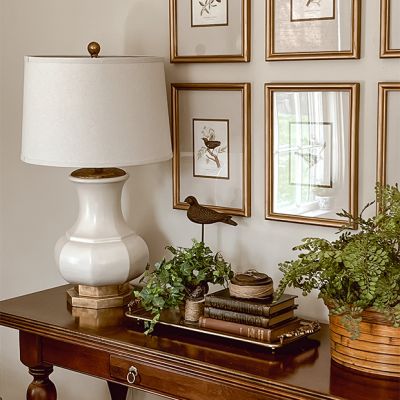 Chic Farmhouse White Lotus Lamp