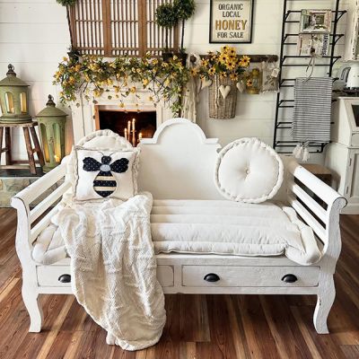 Chic Scroll Arm Bench With Cushion