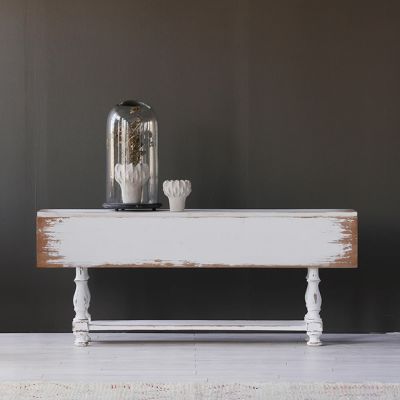 Chippy White Wood Drop Leaf Table