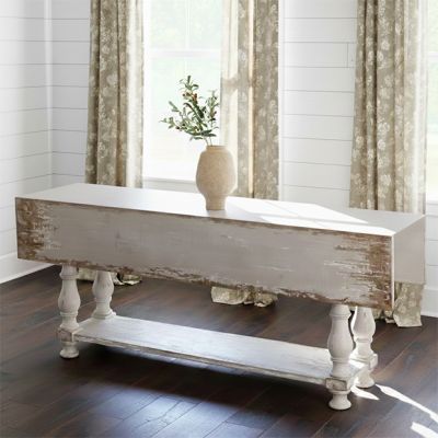 Chippy White Wood Drop Leaf Table