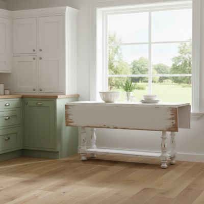 Chippy White Wood Drop Leaf Table