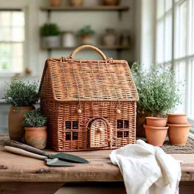Chipwood Decorative Woven House Basket