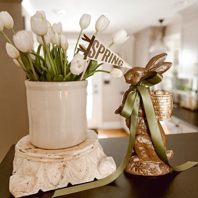 Chocolate Bunny Figure with Golden Backpack