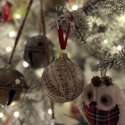 Christmas Carol Sheet Music Ornament Set of 6