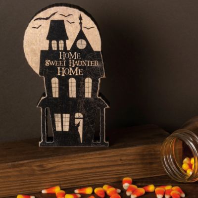 Chunky Wood Home Sweet Haunted Home Tabletop Decor