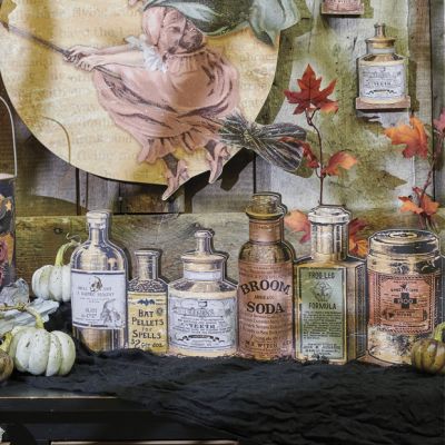 Chunky Wood Potion Bottles Tabletop Decor