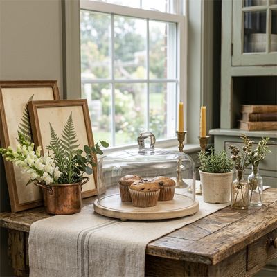 Classic Accents Wood Base with Glass Cloche
