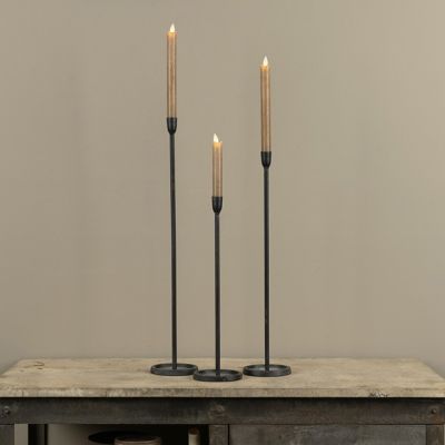 Classic Black Metal Taper Candle Holder Set of 3