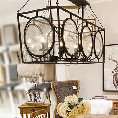 Classic Circles Matte Black Hanging Bar Light