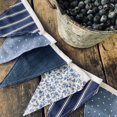 Classic Cottage Farmhouse Fabric Bunting Banner