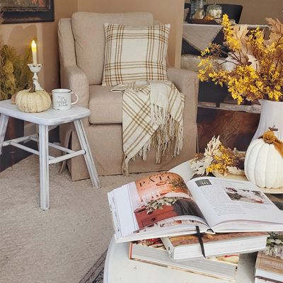 Classic Country Wheat Plaid Fringed Throw